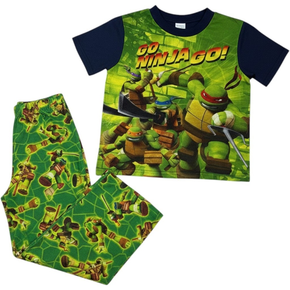 Nickelodeon‎ TMNT Pajamas Kids Size 6 Green Blue Ninja Turtles 2pc Sleep Set
